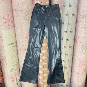 faux leather flare pants size small